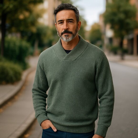 NWOT Brooks Brothers 100% Lambswool Green Elbow Patch Pullover Sweater Men's L - Picture 1 of 7